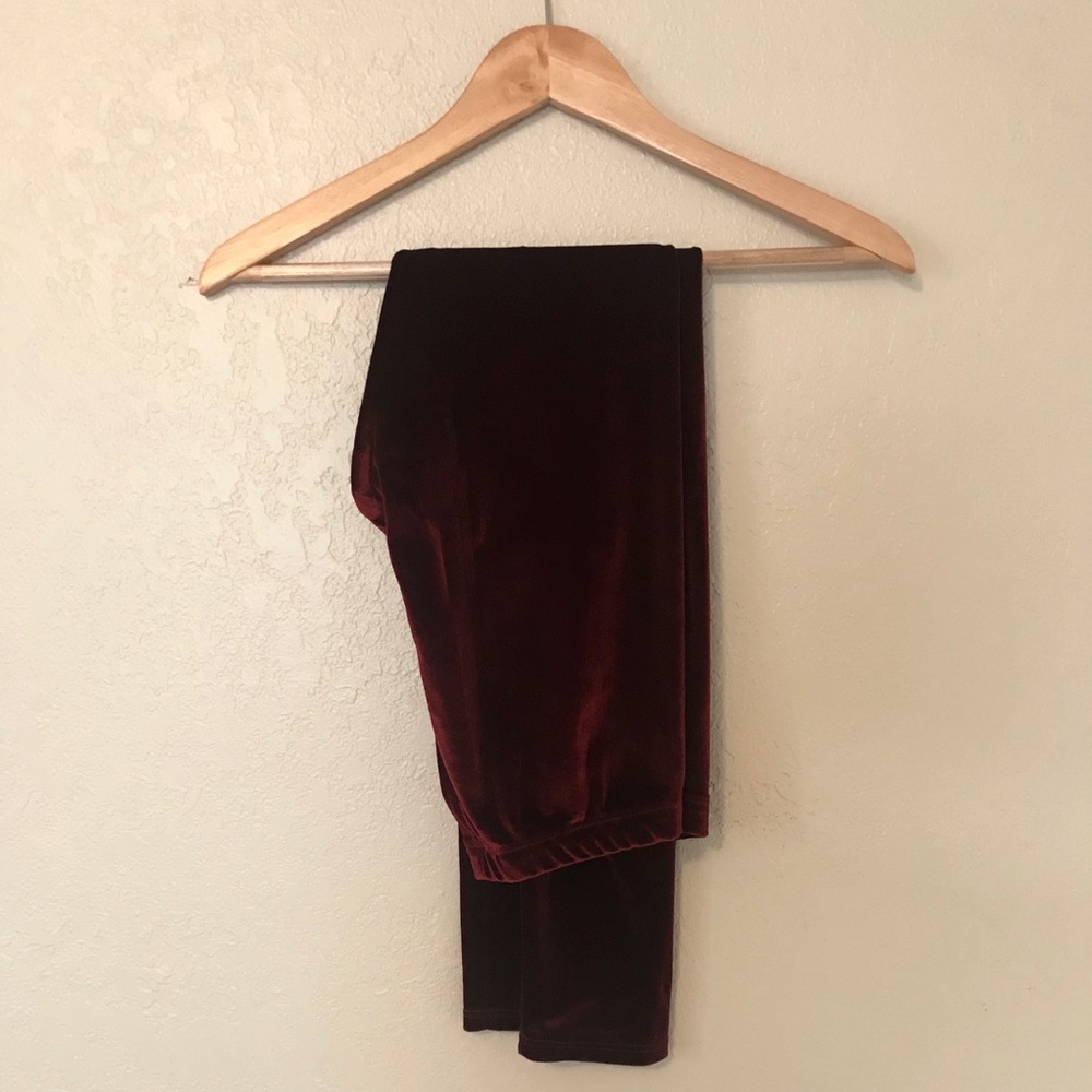 Red velvet leggings